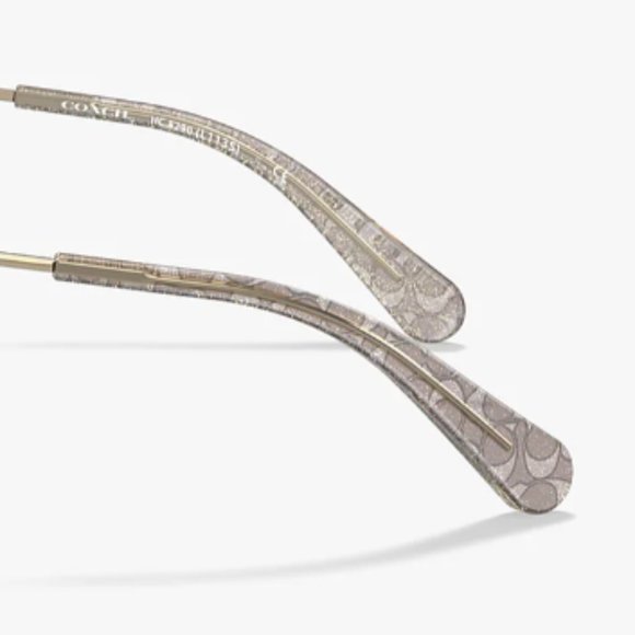 COACH Signature Glitter Logo Grey Silver Gold Square Sunglasses W/ Case - Picture 13 of 16